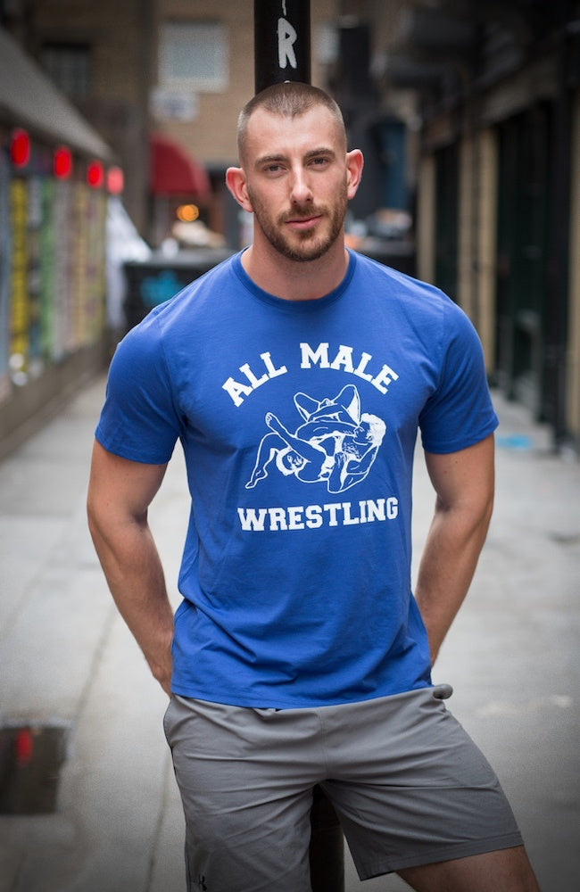 All Male Wresting T-Shirt - Blue