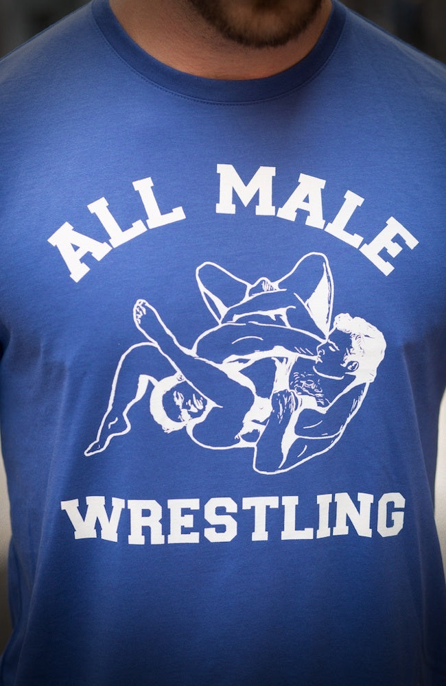 All Male Wresting T-Shirt - Blue